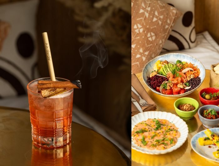 Rooftop restaurant lunch Marrakech with panoramic views of Koutoubia Mosque at Dardar Rooftop